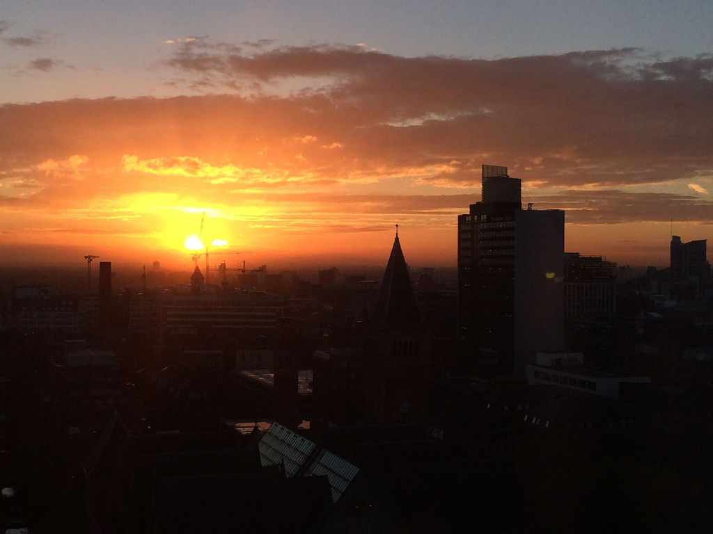 Sunset in Manchester City Centre by stacey.cavanagh, on Flickr