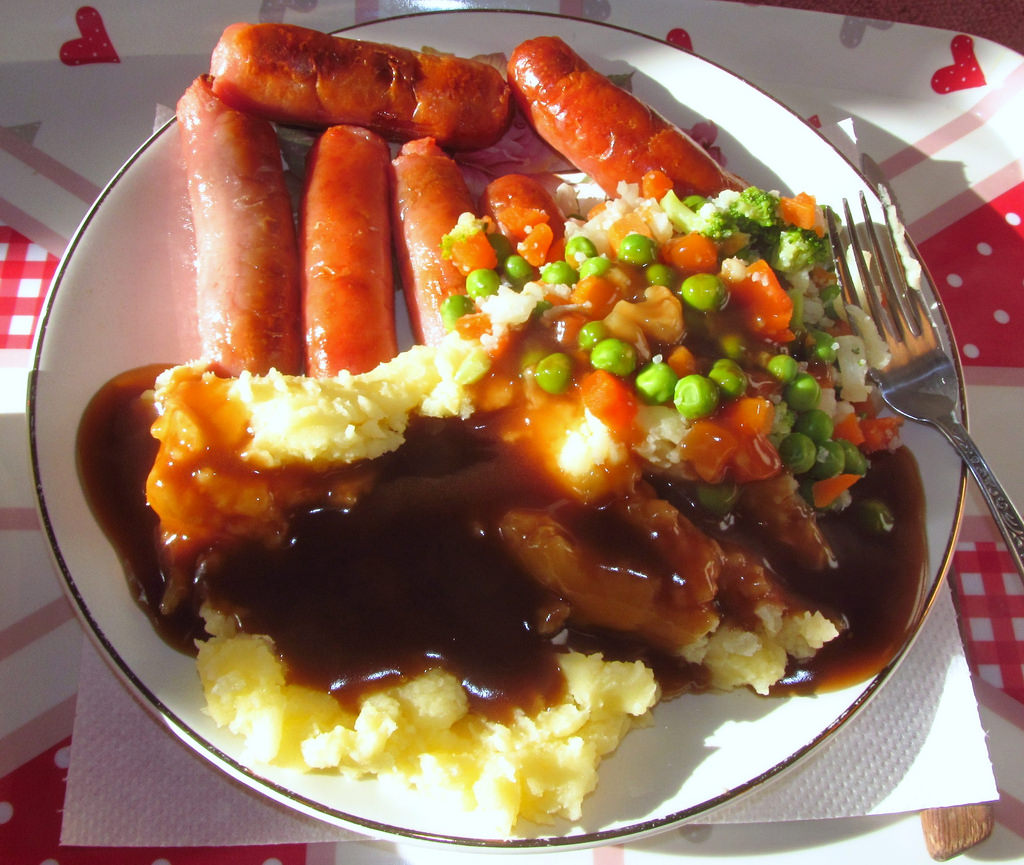 Food Saturday Dinner 6 Sausages Mash Pot by David Holt London, on Flickr