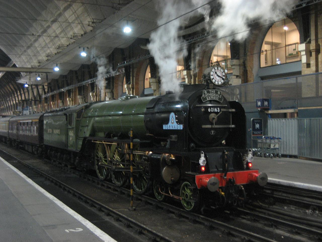 Steam train in Kings Cross by Harry Wood, on Flickr