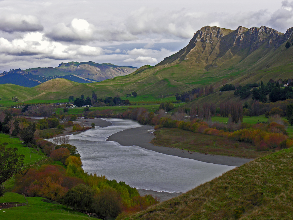 Tukituki River and Te Mata Peak, Hawkes by PhillipC, on Flickr