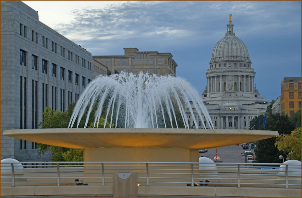 Monona Terrace Fountain Madison (WI) Sep by Ron Cogswell, on Flickr