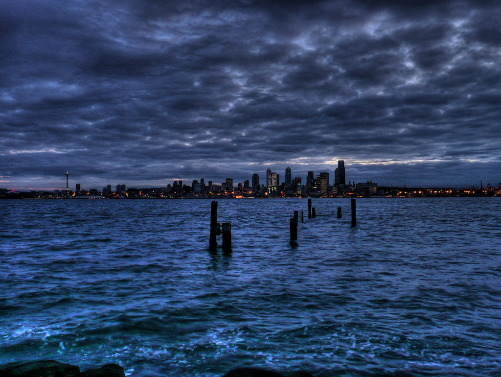 Puget Sound and Seattle from Alki Beach by joiseyshowaa, on Flickr