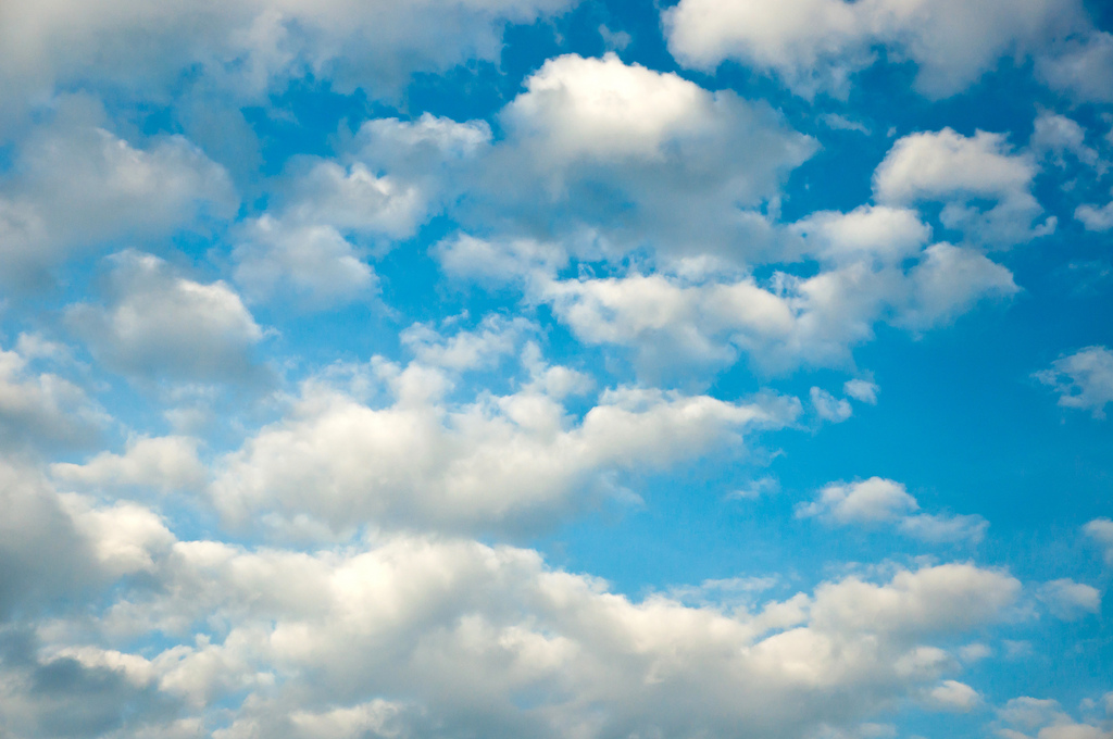 Fluffy clouds on a blue evening sky by Horia Varlan, on Flickr