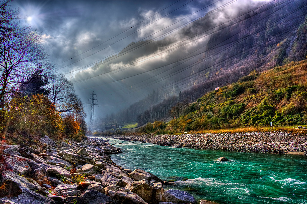 mountain river scene with sunlight tonem by Steve Slater (used to be Wildlife Encounters), on Flickr